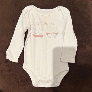Joe Fresh White Long-Sleeve Baby Bodysuit with Bunny Crew